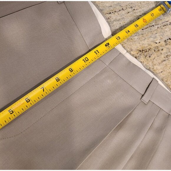 LL Bean Wool Pants Dress Trousers Mens 36x28 Taupe Brown Straight Pleated Canada - Picture 4 of 13